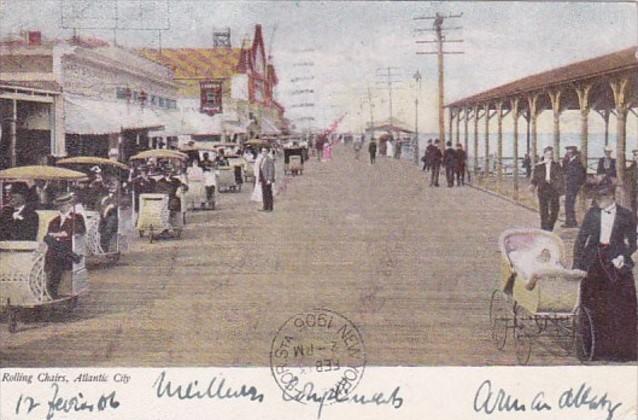 New Jersey Atlantic City Rolling Chairs On The Boardwalk 1906