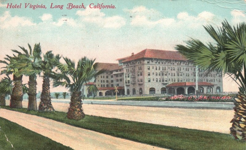 Vintage Postcard 1911 View Of Hotel Virginia Building Long Beach California CA