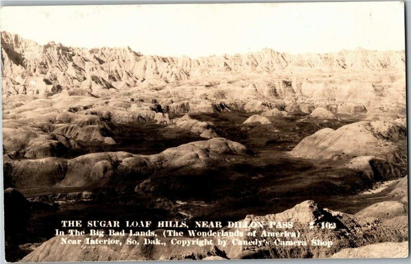 RPPC Sugar Loaf Hills Near Dillon Pass Bad Lands SD Vintage Postcard D33