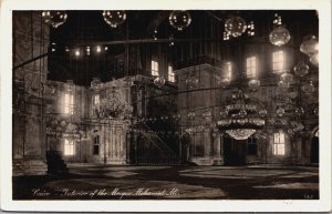 Egypt Cairo Interior of the Mosque Mohamed Ali Vintage RPPC C083