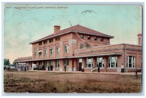 Missoula Montana Postcard Northern Pacific Depot Exterior 1909 Vintage Antique