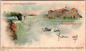 Vintage Postcard Greetings from Niagara Falls. N.Y. Home of SHREDDED WHEAT JO12