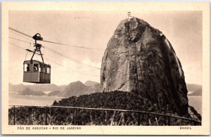 VINTAGE POSTCARD THE PAO DE ASSUCAR CABLE TROLLEY AT RIO DE JANEIRO BRASIL 1920s