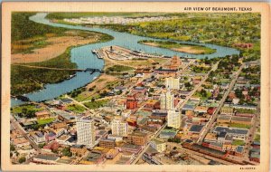 Aerial View of Beaumont TX c1950 Vintage Linen Postcard A20