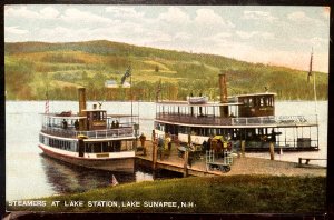 Vintage Postcard 1909 Steamers at Lake Station, Lake Sunapee, New Hampshire