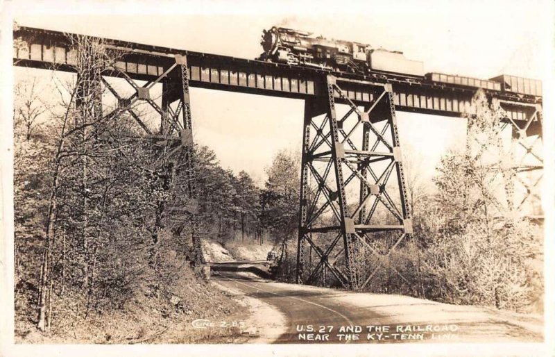 Kentucky Tennessee State Line US 27 Railroad Bridge Real Photo Postcard AA37256