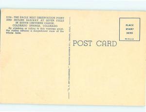 Colorado Springs CO Eagle Nest Observation Point Seven Falls  Postcard # 5554