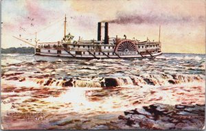 Canada Lachine Rapids Montreal Oilette Steamer Sovereign Vintage Postcard C057