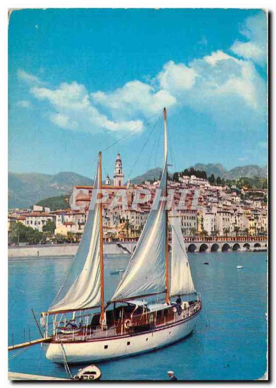 Postcard Moderne Menton AM The Old Town and port