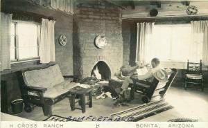 Bonita Arizona H Cross Ranch 1947 RPPC Photo Postcard interior Western Ways 3666