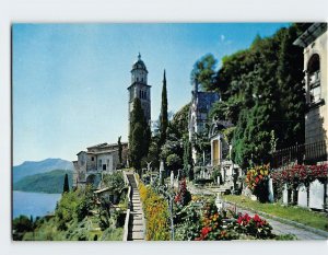 Postcard Cemetery with Graves, Lago di Lugano, Morcote, Switzerland