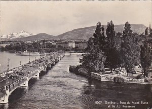 Switzerland Geneve Pont du Mont-Blanc et Ile J J Rousseau 1937 Photo