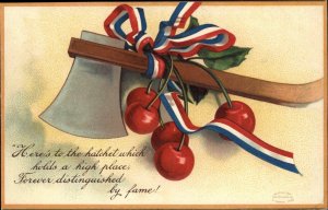 George Washington Patriotic Hatchet Cherries CLAPSADDLE 1900s-20s Vintage PC