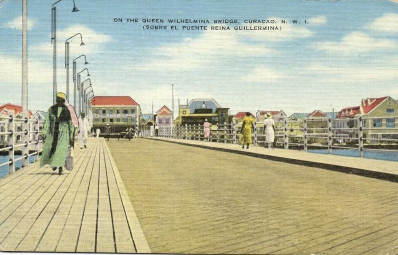 curacao, N.W.I., WILLEMSTAD, Queen Wilhelmina Bridge (1940s)