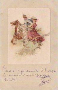 Romantic Couple On Horseback 1902