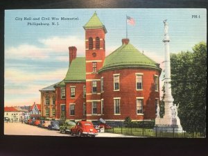 Vintage Postcard 1930-1945 City Hall Civil War Memorial Phillipsburg New Jersey