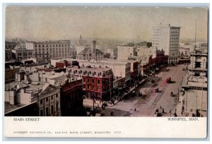 Winnipeg Manitoba Canada Postcard Aerial View Main Street c1910 Unposted Antique