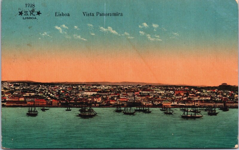 Portugal Lisbon Lisboa Vista Panoramica Vintage Postcard C097