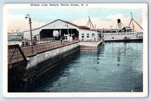 1920 Penns Grove New Jersey NJ Vintage Postcard Wilson Line Wharf Steamer Ship