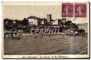 Old Postcard Napoule The beach and the castle