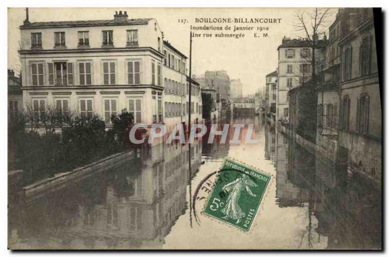 Old Postcard Boulogne Billancourt Floods submerged Jnvier 1910 A Street