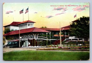 J97/ Oklahoma City Postcard c1910 Delmar Garden Entrance Trolley 309