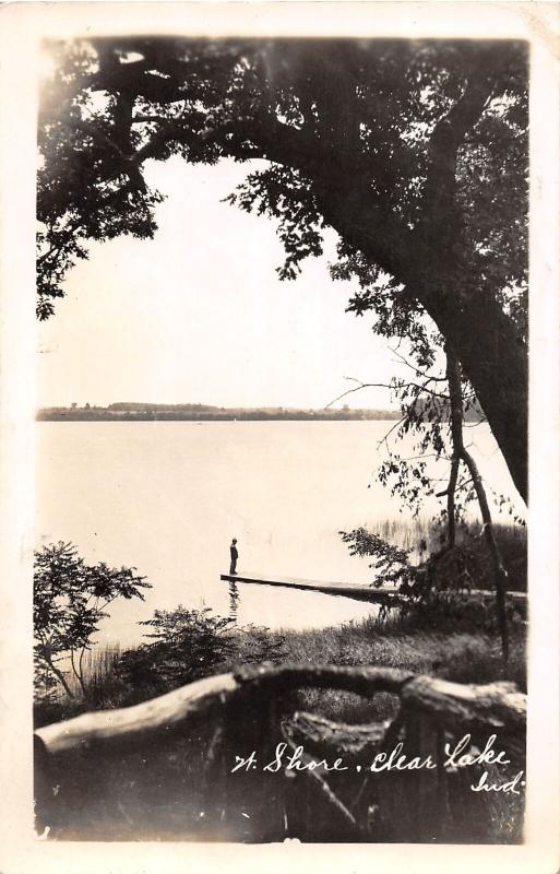 F5/ Clear Lake Indiana Real Photo RPPC Postcard c1940s West Shore Man