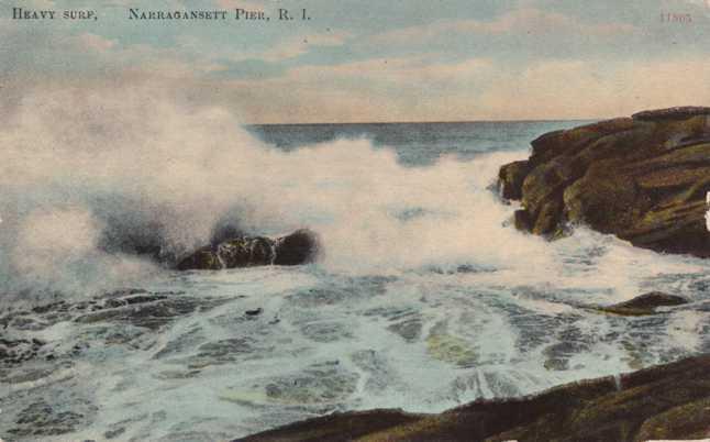 Heavy Surf at Narragansett Pier RI, Rhode Island - pm 1911 - DB