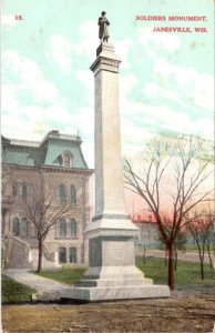 Janesville WI Wisconsin SOLDIERS MONUMENT Civil War/Of Rebellion c1910s Postcard