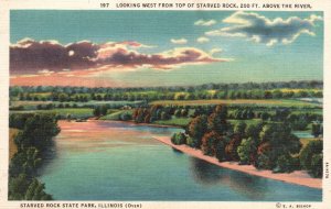 Vintage Postcard Looking East From Top Of Starved Rock Rock, State Park Illinois