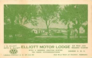 Kearny Nebraska 1940s Postcard Elliott Motor Lodge Motel