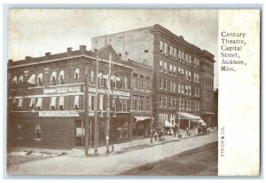 Century Theater Capital Street Jackson MI, College Building Stores Postcard