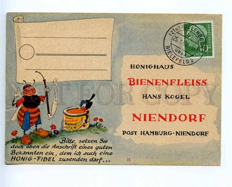 221405 GERMANY ADVERTISING honey smoking bee old postcard