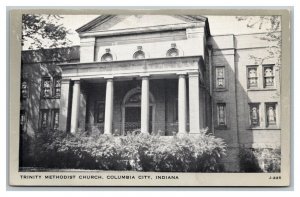 Vintage 1940's Photo Postcard Trinity Methodist Church Columbia City Indiana