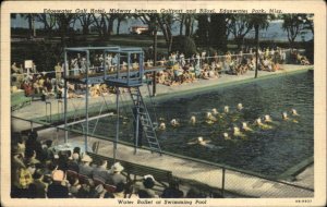 Edgewater Park Mississippi MS Gulf Hotel Swimming Pool Linen Vintage Postcard