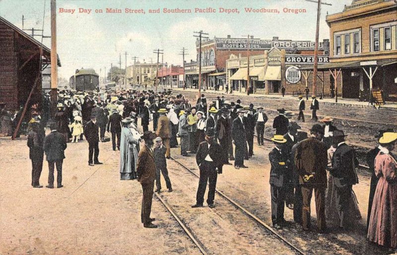 Woodburn Oregon Main Street Train Station Vintage Postcard AA21453