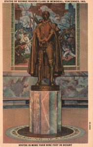 Vintage Postcard 1920's Statue of George Rogers Clark Memorial Vincennes Indiana