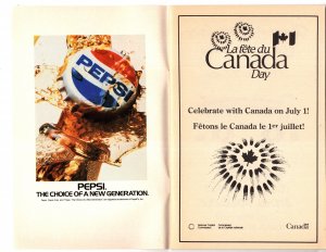Canada Day 1986 Ottawa Program, Pepsi, Molson, Brick, Petro Canada Ads, Map