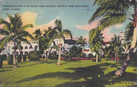 Florida Miami Grandstand And Club House From Paddock Tropical Park Race Track