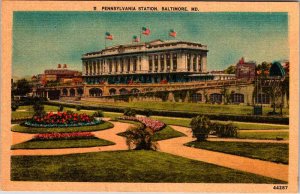Postcard TRAIN STATION SCENE Baltimore Maryland MD AN9171