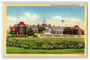 c1940's Senior High School Campus View Port Chester New York NY Vintage Postcard 