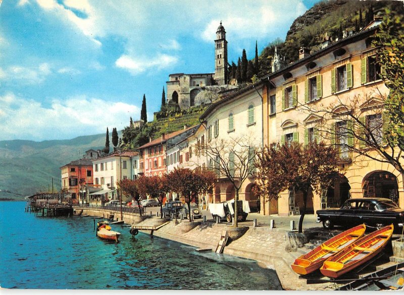 B110376 Italy Morcote Lago di Lugano Lake Boats Auto Vintage Cars