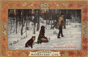 br105735 canadian homestead life  canada heraldic litho dog