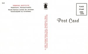 Postcard Perking Institute School for Children Blind Handicapped Watertown Mass