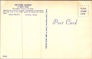 Hotel Caribou Motor Hotel Caribou Maine Birdseye View US1 Airforce base Postcard