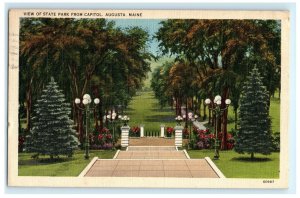 View Of State Park From Capitol Augusta ME Maine Postcard (AN2)