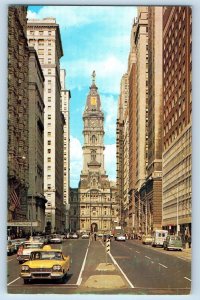 Philadelphia Pennsylvania Postcard Quaker City Hall Buildings Classic Cars 1964