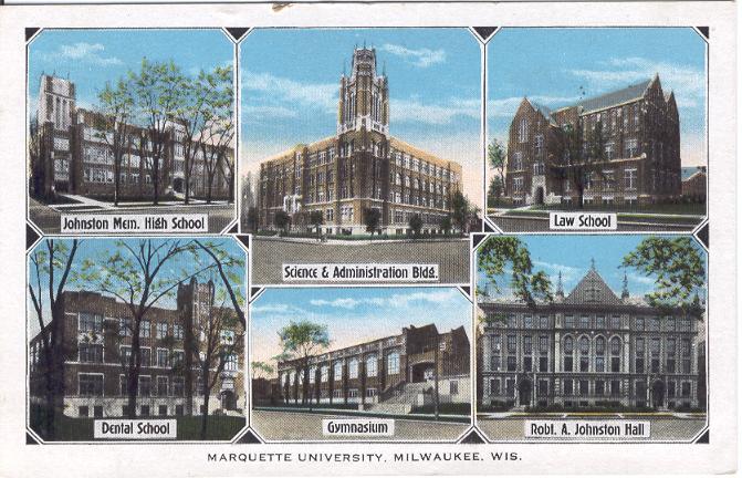 WI   MILWAUKEE   MARQUETTE UNIVERSITY postcard