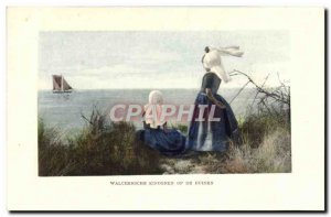 Postcard Old Walchersche Kinderen Op De Duinen Children Folklore