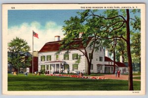 King Mansion, King Park, Jamaica New York, Vintage Linen Curt Teich Postcard #1